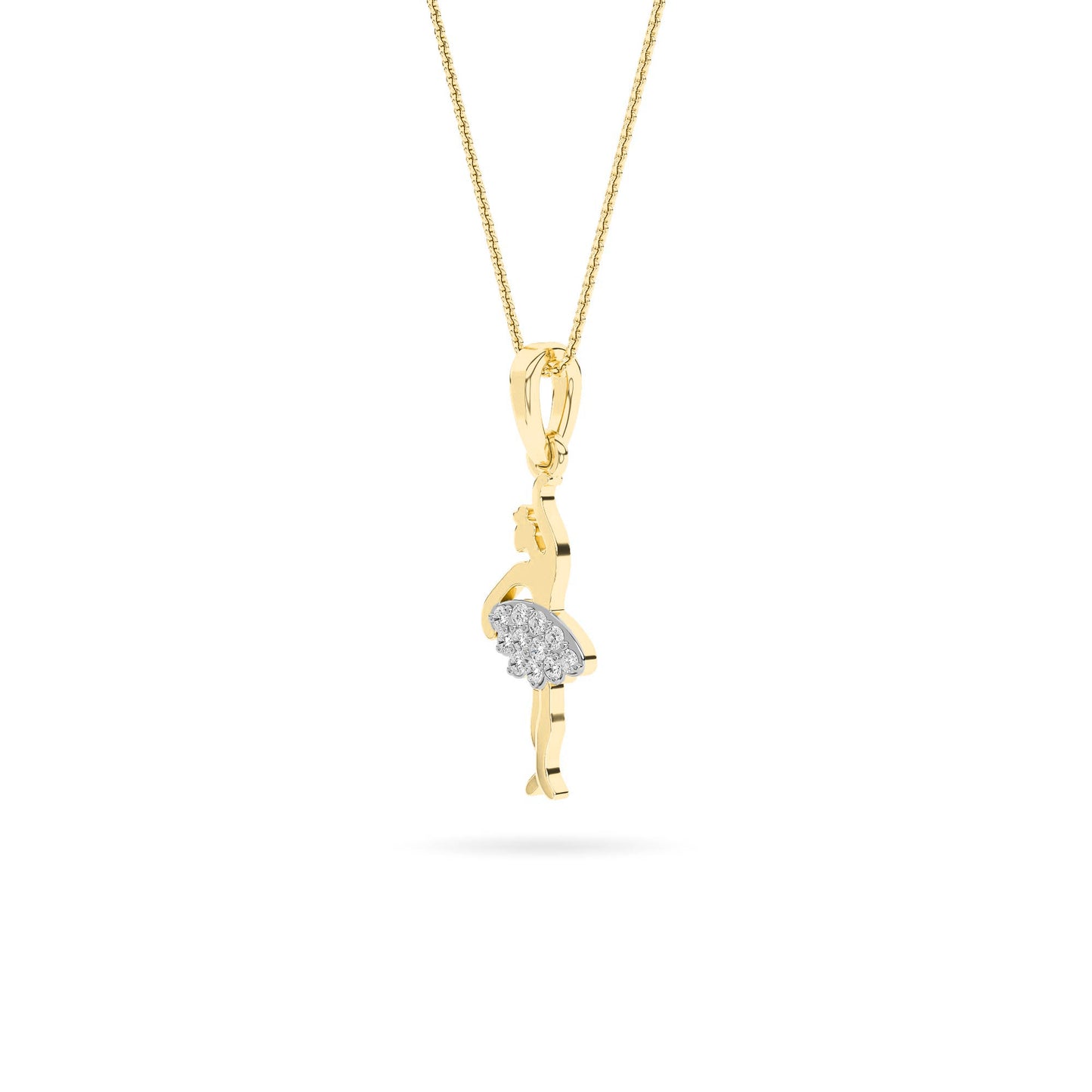 Yellow Gold Ballerina Cluster Diamond Pendant