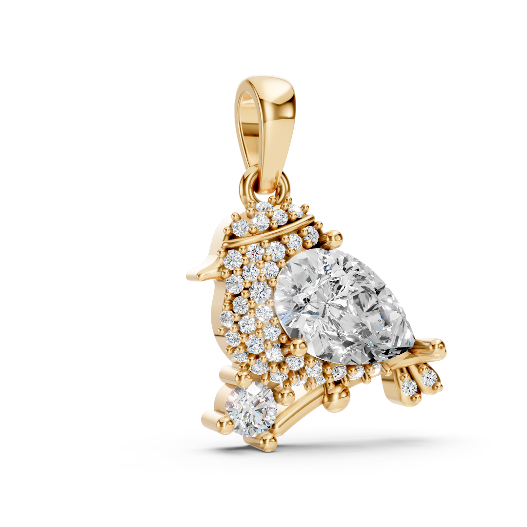 Gold Diamond Sparrow Bird Pendant