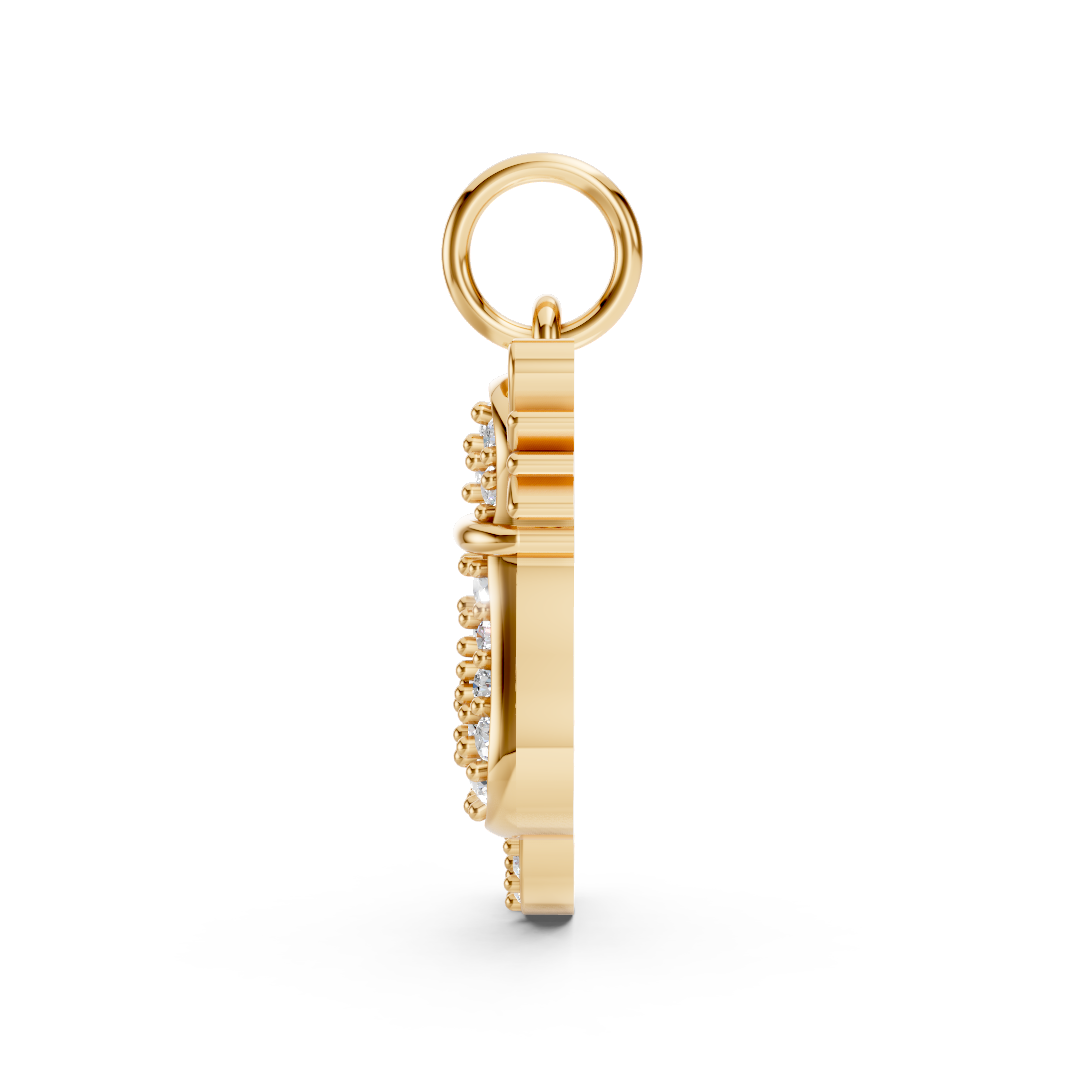 Gold Diamond Pavé Cat Charm Pendant