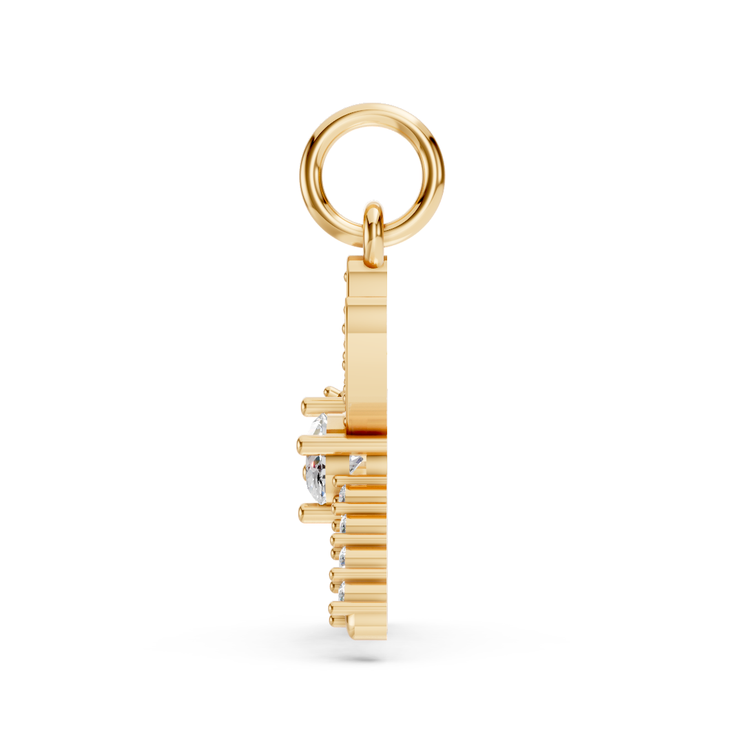 Yellow Gold Dragonfly Oval Solitaire Diamond Pendant