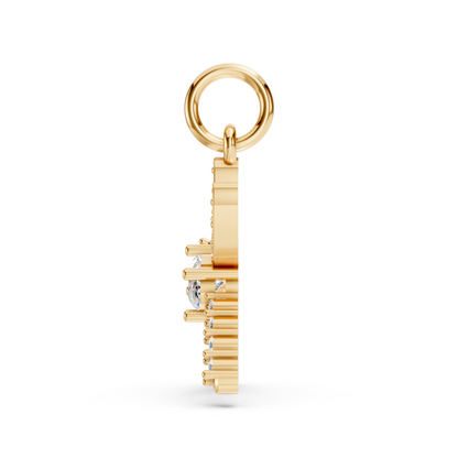 Yellow Gold Dragonfly Oval Solitaire Diamond Pendant