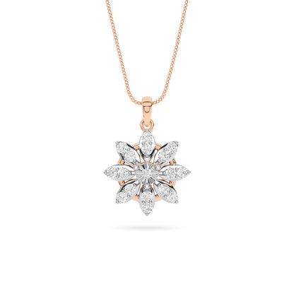 Rose Gold Diamond Star Floral Pendant