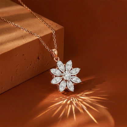Rose Gold Diamond Star Floral Pendant