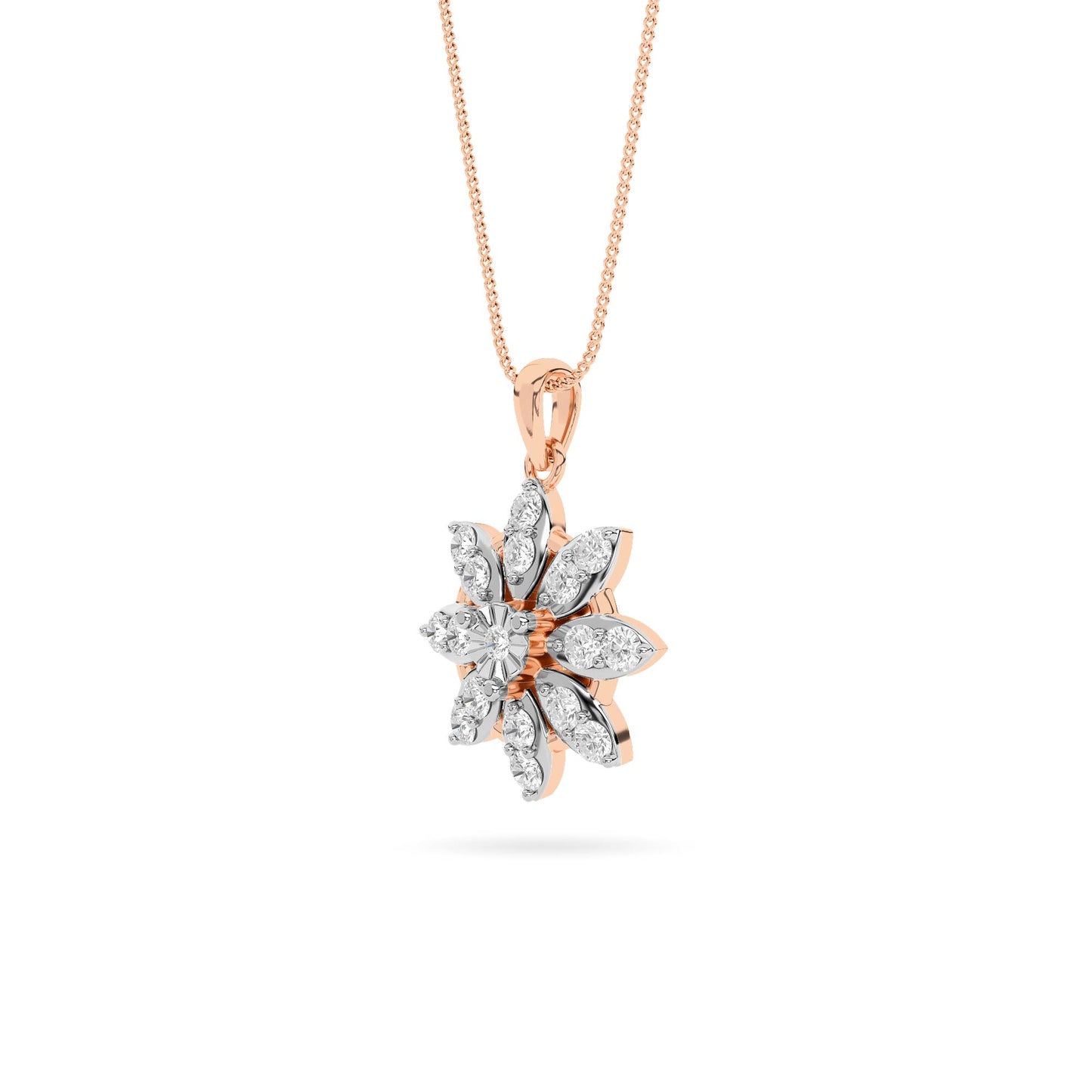 Rose Gold Diamond Star Floral Pendant