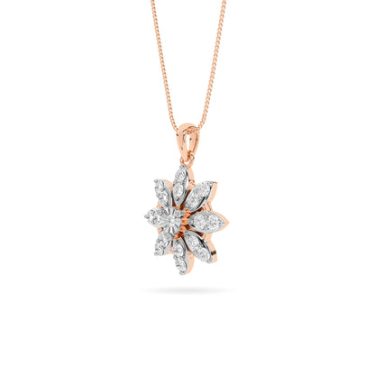 Rose Gold Diamond Star Floral Pendant