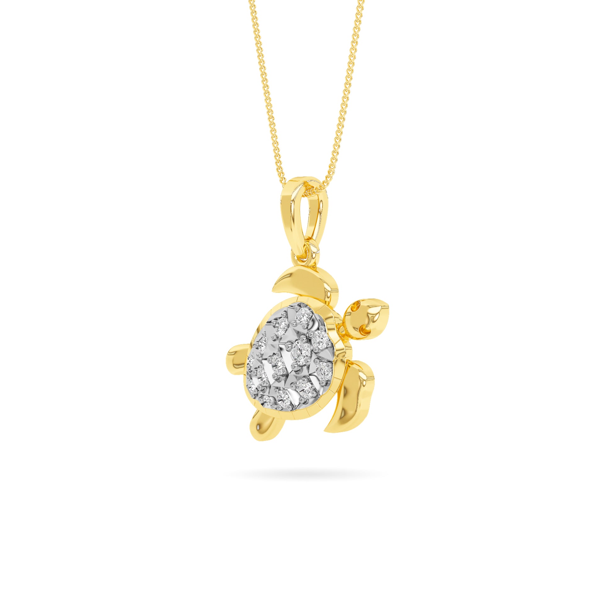 Yellow Gold Black Enamel Elephant Pendant