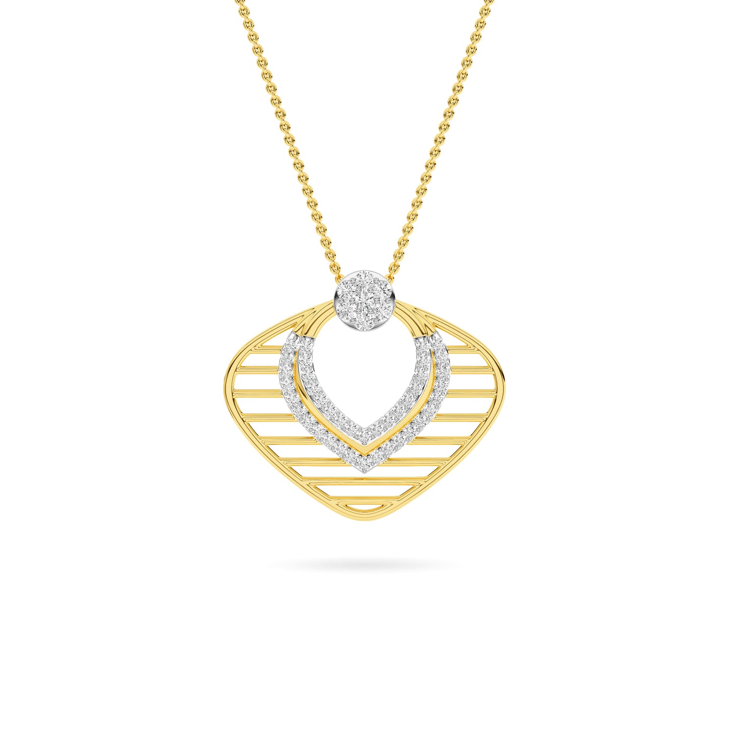 Yellow Gold Geometric Diamond Chevron Pendant