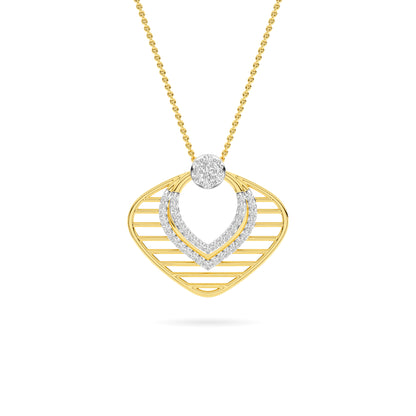 Yellow Gold Geometric Diamond Chevron Pendant