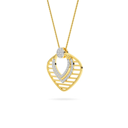 Yellow Gold Geometric Diamond Chevron Pendant