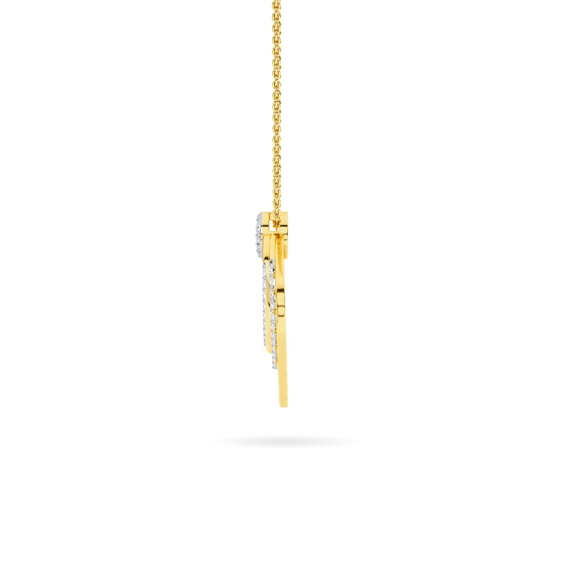 Yellow Gold Geometric Diamond Chevron Pendant