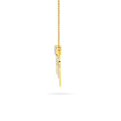 Yellow Gold Geometric Diamond Chevron Pendant