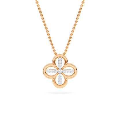Rose Gold Quatrefoil Cross Diamond Pendant