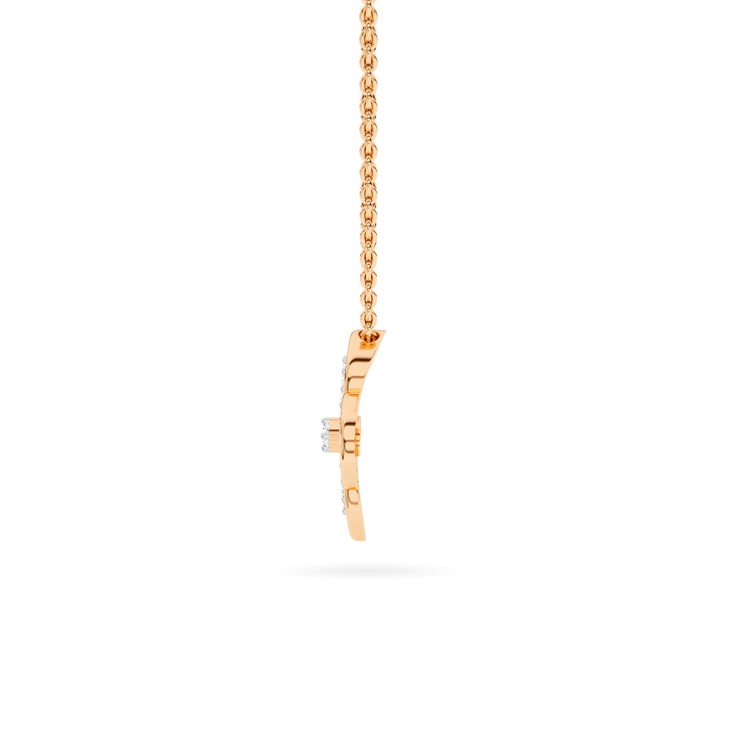 Rose Gold Quatrefoil Cross Diamond Pendant