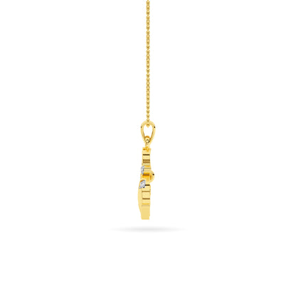 Yellow Gold Blue Enamel Kalash Diamond Pendant