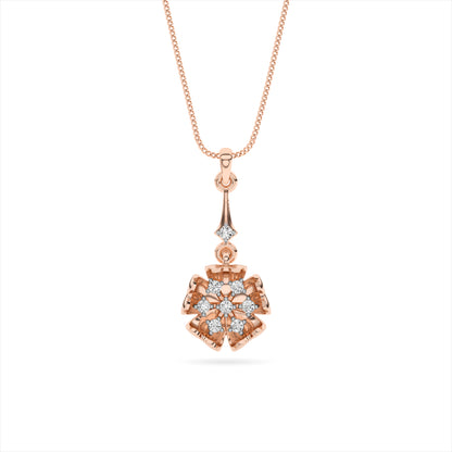 Rose Gold Diamond Floral Drop Pendant