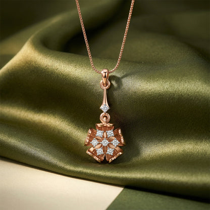 Rose Gold Diamond Floral Drop Pendant