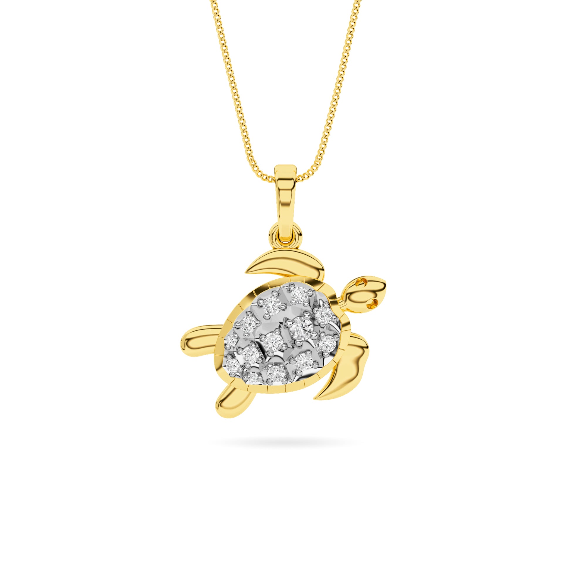 Yellow Gold Diamond Turtle Pendant