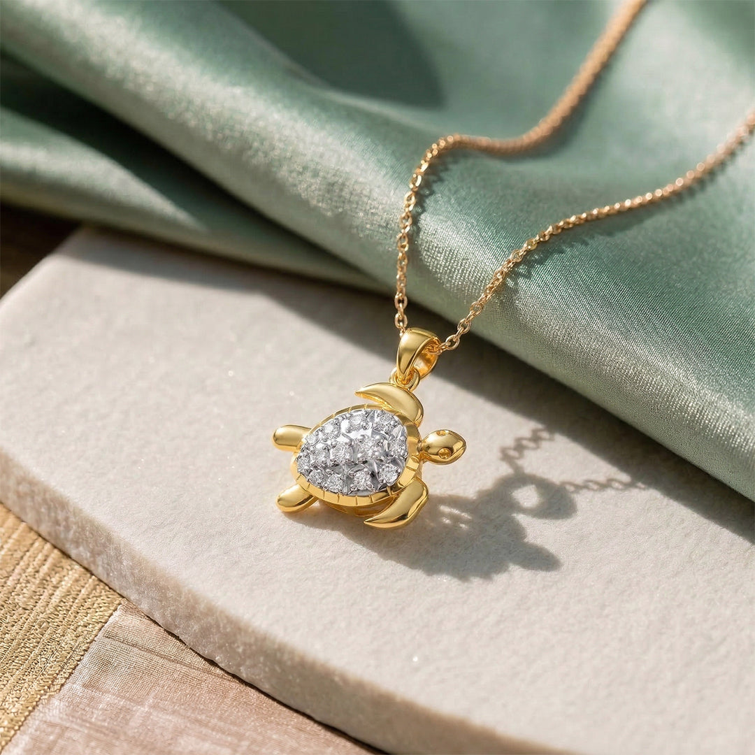 Yellow Gold Diamond Turtle Pendant
