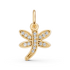 Gold Diamond Dragonfly Charm Pendant
