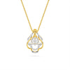 Yellow Gold Floral Halo Cluster Diamond Pendant