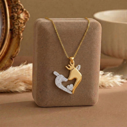 Yellow Gold Deer Heart Diamond Pavé Pendant