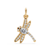 Yellow Gold Dragonfly Oval Diamond Pendant
