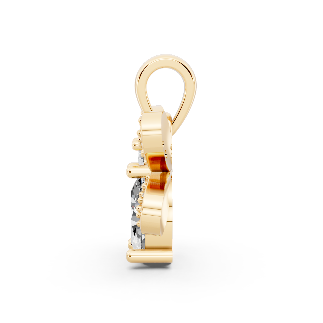 Yellow Gold Bee Oval Diamond Pavé Pendant