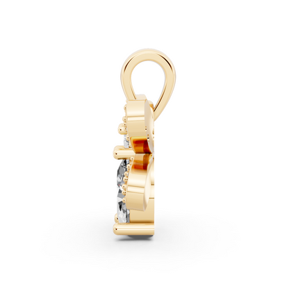 Yellow Gold Bee Oval Diamond Pavé Pendant