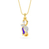 Yellow Gold Blue Enamel Peacock Diamond Pendant