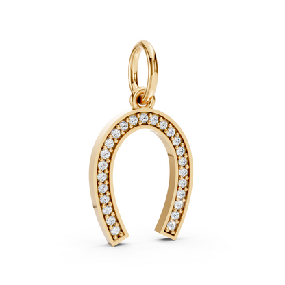 Yellow Gold Lucky Horseshoe Pavé Diamond Pendant