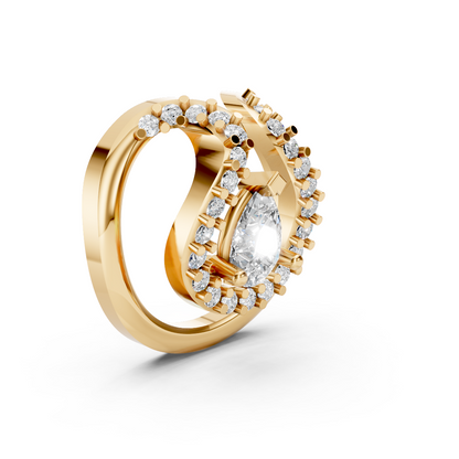 18K Yellow Gold Horseshoe Pear Diamond Pendant