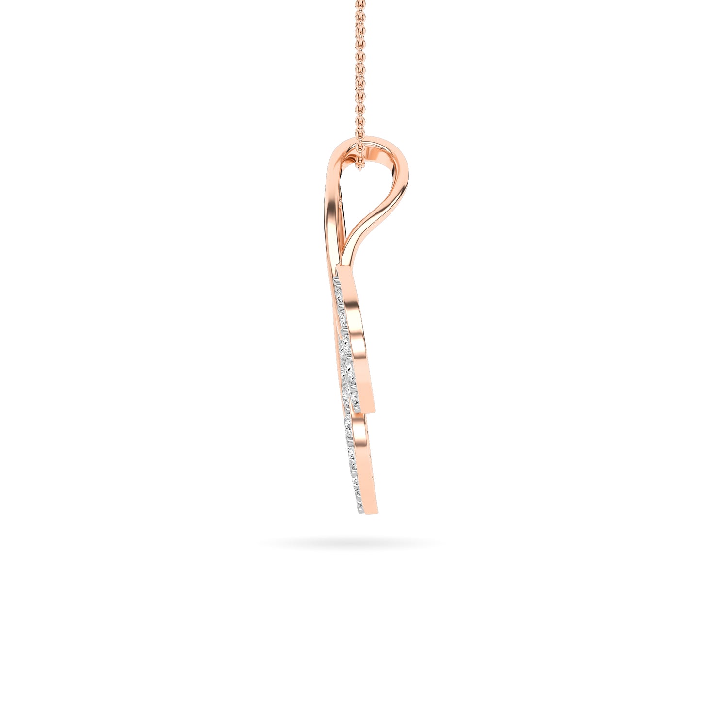Rose Gold Double Leaf Diamond Pendant