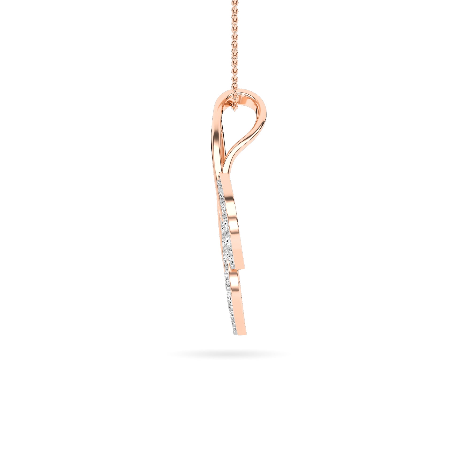 Rose Gold Double Leaf Diamond Pendant