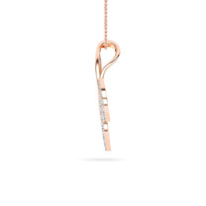 Rose Gold Double Leaf Diamond Pendant