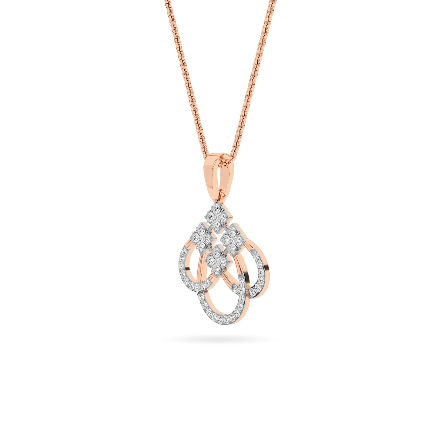 Rose Gold Geometric Diamond Knot Pendant