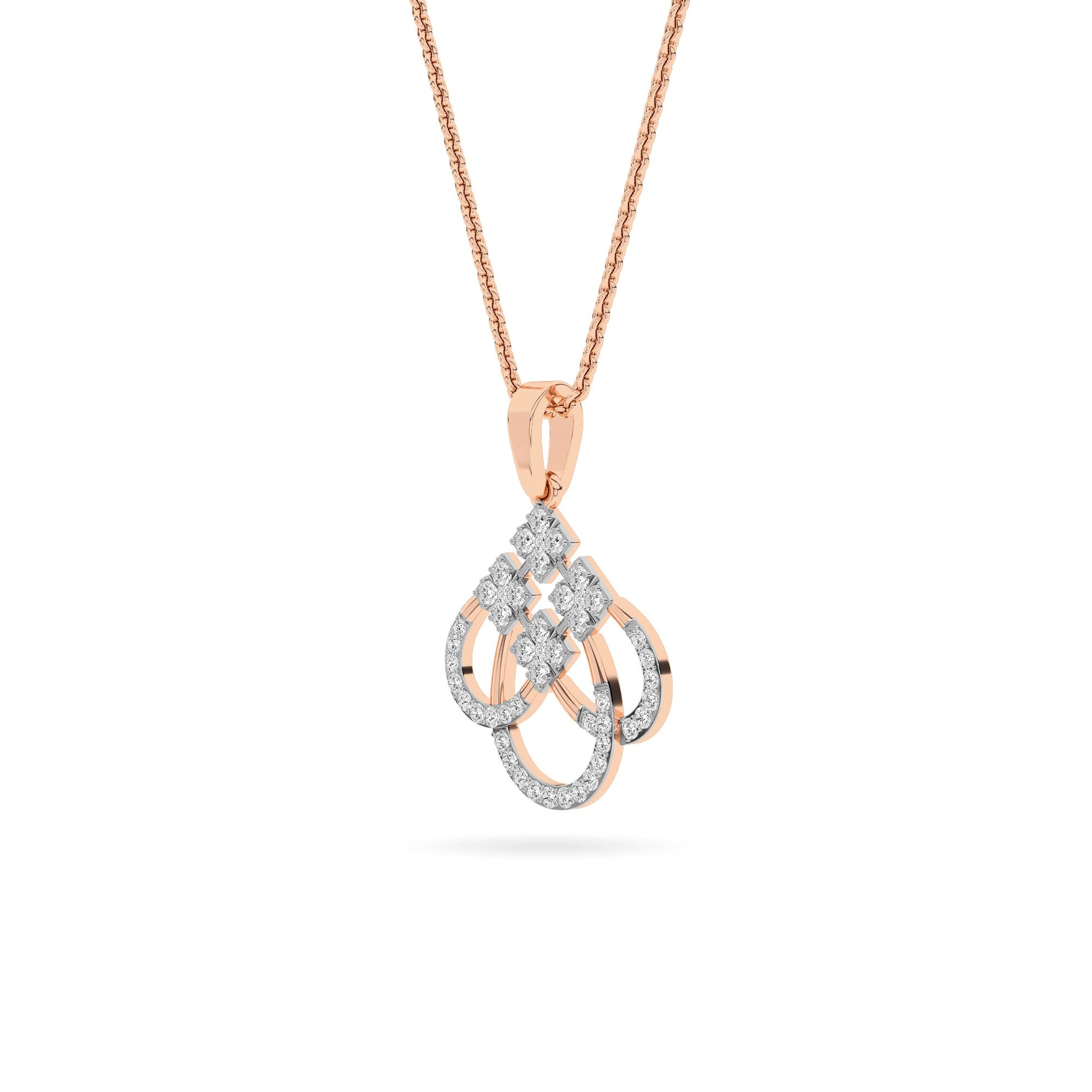 Rose Gold Geometric Diamond Knot Pendant