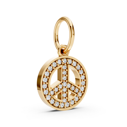 Yellow Gold Diamond Peace Sign Pendant