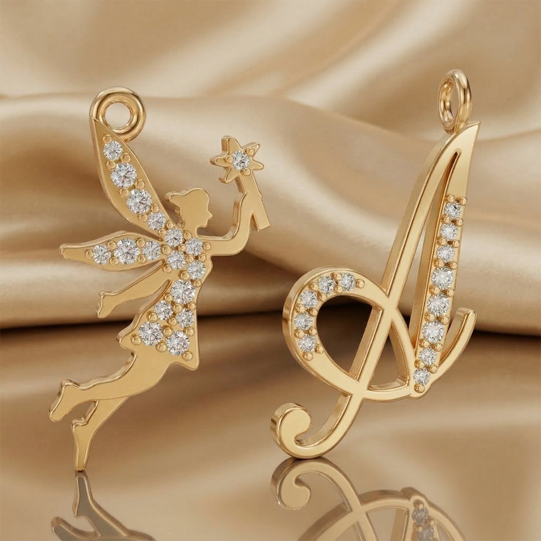Yellow Gold Fairy Angel Diamond Pendant