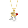 Yellow Gold Mermaid Ruby Heart Diamond Pendant