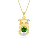Yellow Gold Green Stone Baby Panda Diamond Pendant
