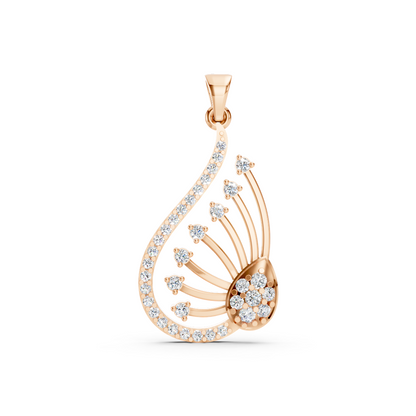 Rose Gold Peacock Fan Diamond Cluster Pendant