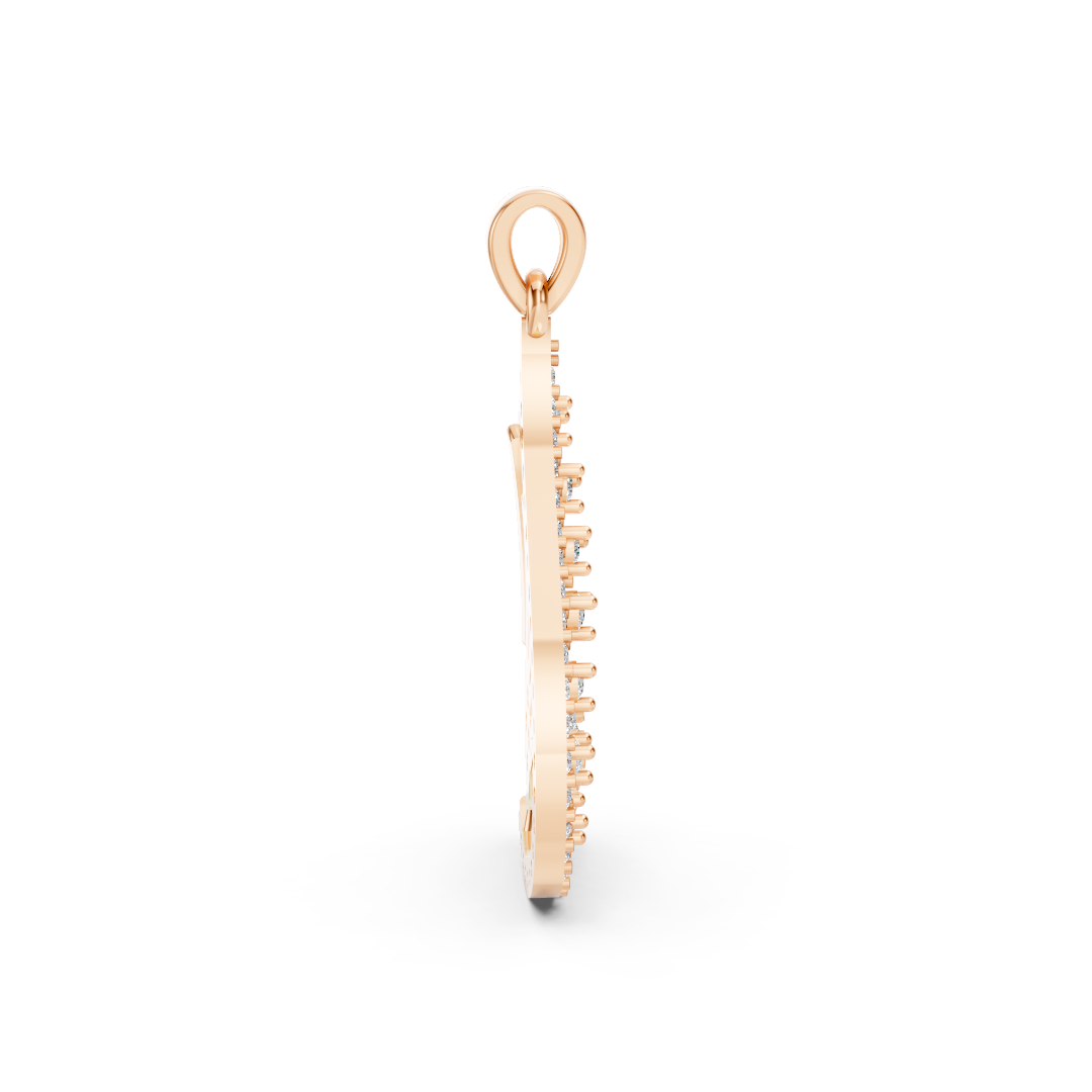 Rose Gold Peacock Fan Diamond Cluster Pendant