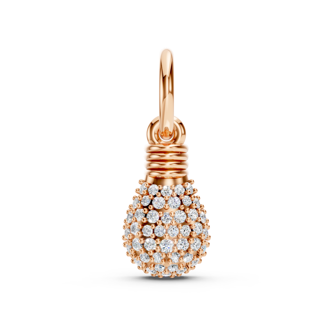 Rose Gold Lightbulb Pavé Diamond Pendant