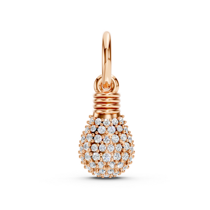 Rose Gold Lightbulb Pavé Diamond Pendant