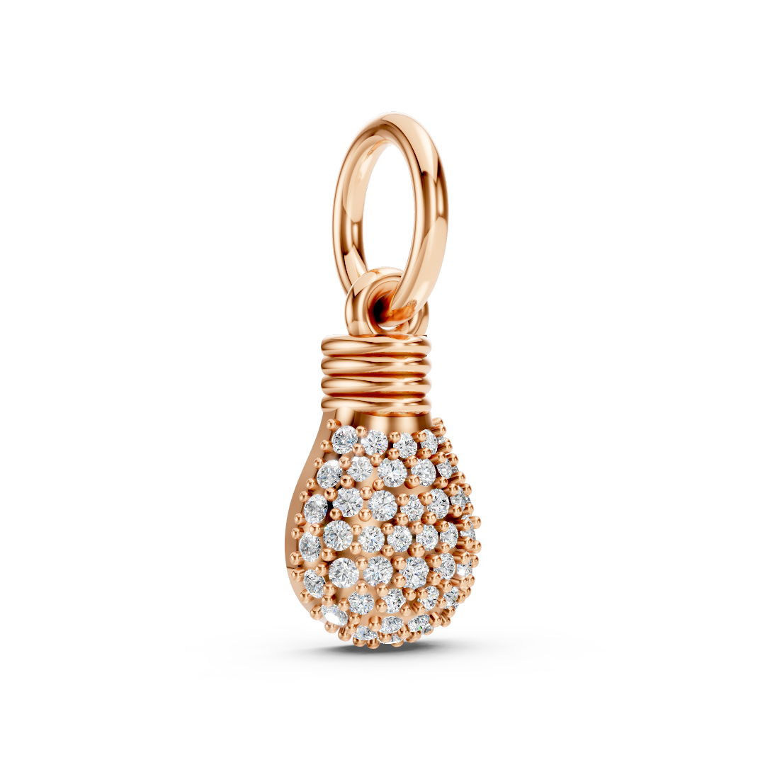 Rose Gold Lightbulb Pavé Diamond Pendant