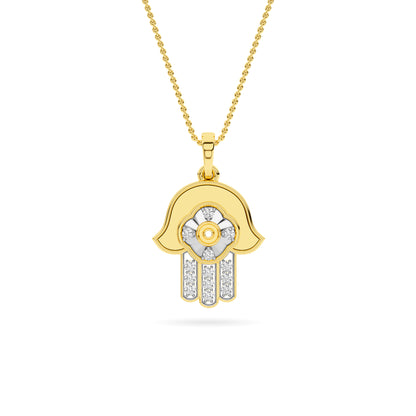 Yellow Gold Diamond Hamsa Hand Pendant