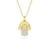 Yellow Gold Diamond Hamsa Hand Pendant