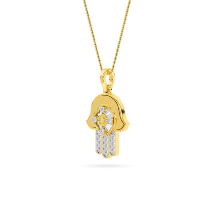 Yellow Gold Diamond Hamsa Hand Pendant