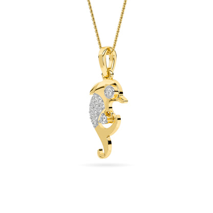 Yellow Gold Dolphin Pavé Diamond Pendant