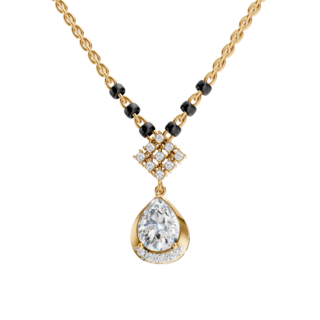 Diamond Pear Drop Mangalsutra Gold Necklace